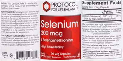 Selenium 200 mcg label