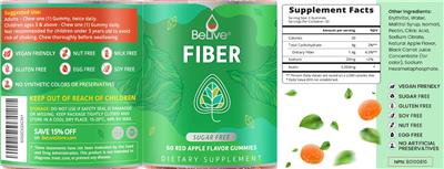 Fiber Red Apple Flavor Gummies label