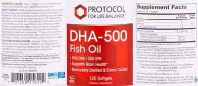 DHA-500 Fish Oil label
