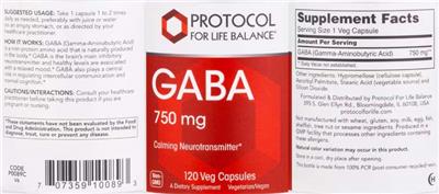 GABA 750 mg label