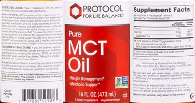 Pure MCT Oil label