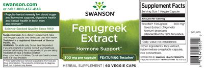 Fenugreek Extract 300 mg label