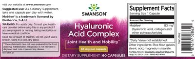 Hyaluronic Acid Complex 83 mg label