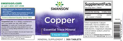 Copper 2 mg label