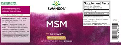 MSM 500 mg label