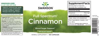 Full Spectrum Cinnamon 375 mg label