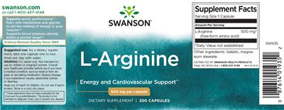 L-Arginine 500 mg label