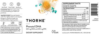 Prenatal DHA 650 mg label