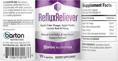 Reflux Reliver label