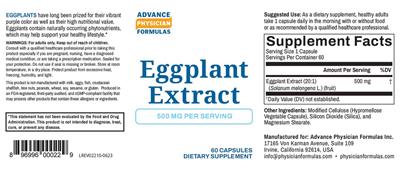 Eggplant Extract 500 mg label