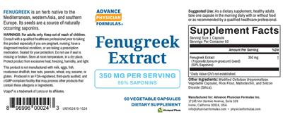 Fenugreek Extract 350 mg label