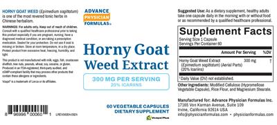 Horny Goat Weed Extract 300 mg label