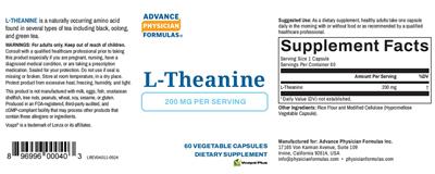 L Theanine 200 mg label