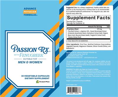 Passion Rx with Fenugreek label