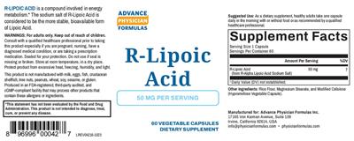 R-Lipoic Acid 50 mg label