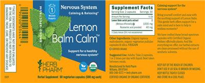 Lemon Balm Calm label