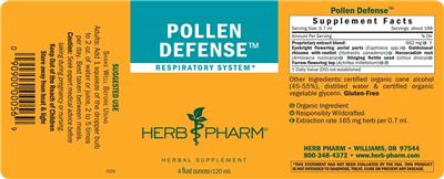 Pollen Defense label