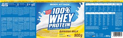100% Whey Protein Banana Milk label