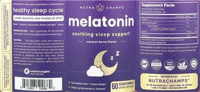Melatonin Natural Berry Flavor label