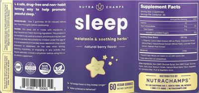 Sleep Gummies Natural Berry Flavor label