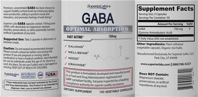 GABA 750 mg label