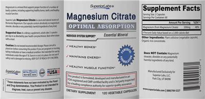 Magnesium Citrate label