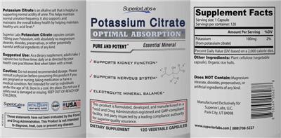 Potassium Citrate label