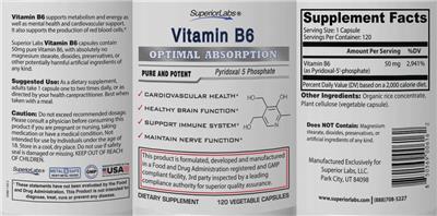 Vitamin B6 label
