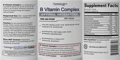 B Vitamin Complex label