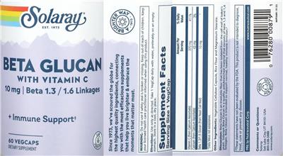 Beta Glucan 10 mg with Vitamin C label