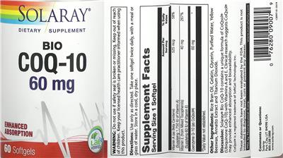 Bio CoQ-10 60 mg label