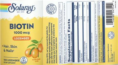 Biotin 1000 mcg Natural Orange Flavor label