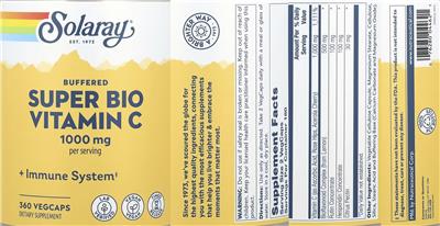Buffered Super Bio Vitamin C 1000 mg label
