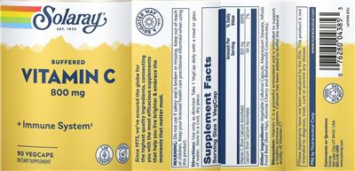 Buffered Vitamin C 800 mg label