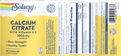 Calcium Citrate with Vitamin D-3 1000 mg label