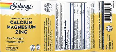 Calcium Magnesium Zinc label