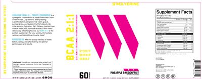 BCAA 2:1:1 Pineapple Passionfruit label