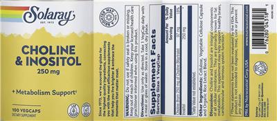 Choline & Inositol 250 mg label