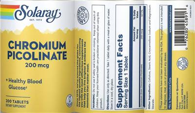 Chromium Picolinate 200 mcg label