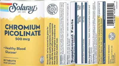 Chromium Picolinate 500 mcg label
