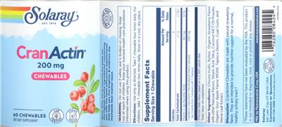 CranActin 200 mg Chewables label