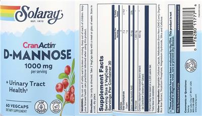 CranActin D-Mannose 1000 mg label