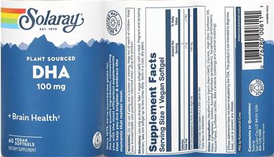 DHA 100 mg Plant Sourced label