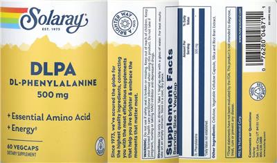 DLPA DL-Phenylalanine 500 mg label