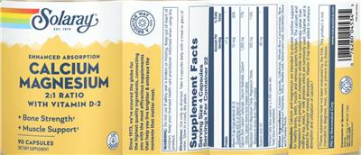 Enhanced Absorption Calcium Magnesium 2:1 Ratio with Vitamin D-2 label