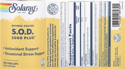 Enteric Coated S.O.D. 2000 Plus label