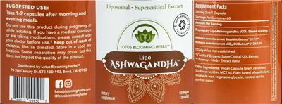 Lipo Ashwagandha label