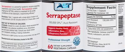 Serrapeptase 130,000 SPU label