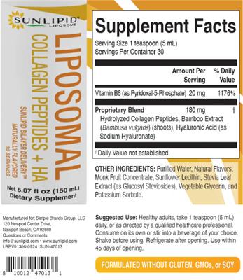 Liposomal Collagen Peptides + HA label
