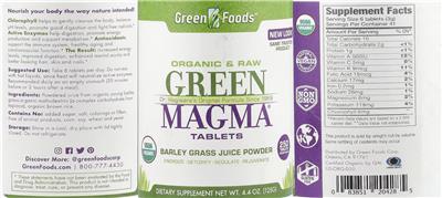 Green Magma Tablets label